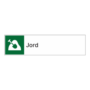 Kildesorteringsskilt: "Jord" m/tekst ved siden av