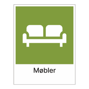 Kildesorteringsskilt: "Møbler" m/tekst under
