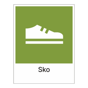 Kildesorteringsskilt: "Sko" m/tekst under