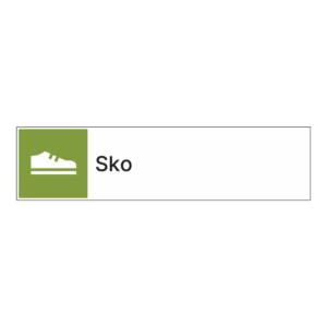 Kildesorteringsskilt: "Sko" m/tekst ved siden av