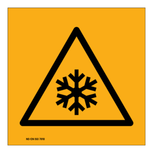 Advarselsskilt: Fare for lave temperaturer