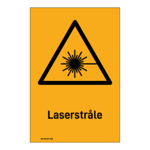 Advarselsskilt: "Laserstråle" m/tekst under