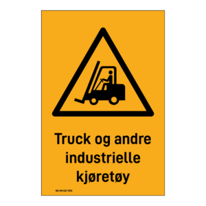 Advarselsskilt: "Truck og andre industrielle kjøretøy" m/tekst under