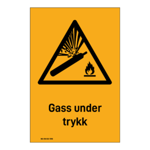 Advarselsskilt: "Gass med trykk" m/tekst under