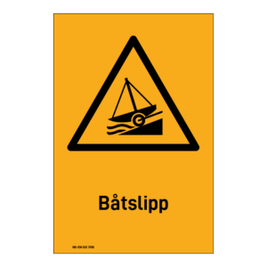 Advarselsskilt: "Båtslipp" m/tekst under