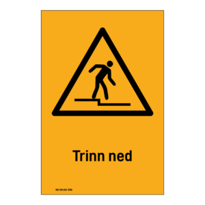 Advarselsskilt: "Trinn ned" m/tekst under