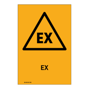 Advarselsskilt: "EX" m/tekst under