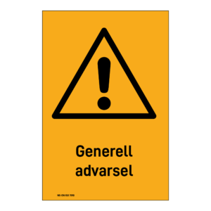 Advarsel klistremerke: "Generell advarsel" m/tekst under