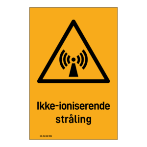 Advarsel klistremerke: "Ikke-ioniserende stråling" m/tekst under