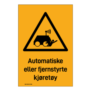 Advarsel klistremerke: "Automatiske eller fjernstyrte kjøretøy" m/tekst under