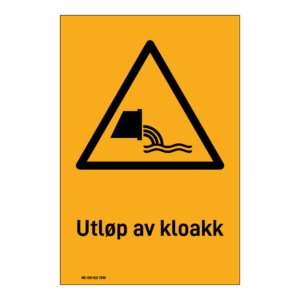 Advarsel klistremerke: "Utløp av kloakk" m/tekst under