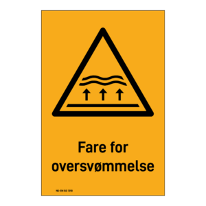 Advarsel klistremerke: "Fare for overforsvømming" m/tekst under