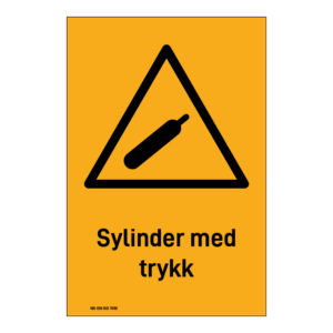 Advarsel klistremerke: "Sylinder med trykk" m/tekst under