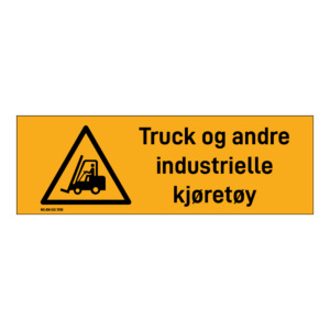 Advarsel klistremerke: "Truck og andre industrielle kjøretøy" m/tekst liggende