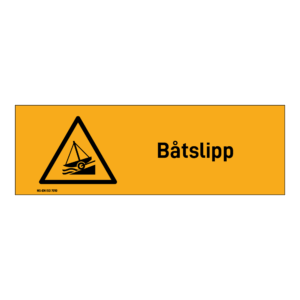 Advarsel klistremerke: "Båtslipp" m/tekst liggende