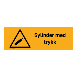 Advarsel klistremerke: "Sylinder med trykk" m/tekst liggende