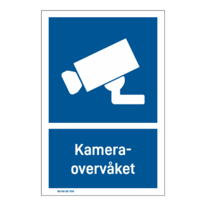 Påbudsskilt: "Kameraovervåket" m/tekst under