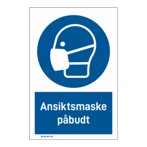 Påbud klistremerke: "Ansiktsmaske påbudt" m/tekst under