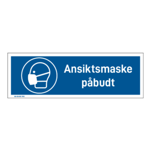 Påbudsskilt: "Ansiktsmaske påbudt" m/tekst liggende