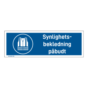 Påbud klistremerke: "Synlighetsbekledning påbudt" m/tekst liggende