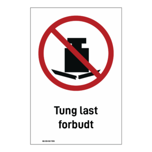 Forbudsskilt: "Tung last forbudt" m/tekst