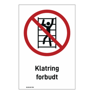 Forbud klistremerke: "Klatring forbudt" m/tekst