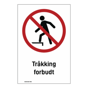 Forbud klistremerke: "Tråkking forbudt" m/tekst