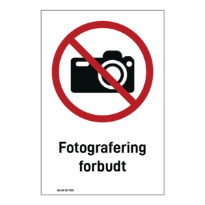 Forbud klistremerke: "Fotografering forbudt" m/tekst