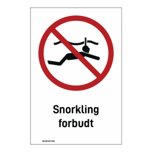 Forbud klistremerke: "Snorkling forbudt" m/tekst