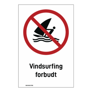 Forbud klistremerke: "Vindsurfing forbudt" m/tekst