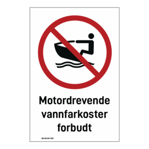 Forbud klistremerke: "Motordrevende vannfarkoster forbudt" m/tekst