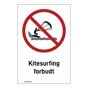 Forbud klistremerke: "Kitesurfing forbudt" m/tekst