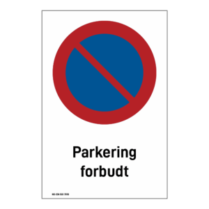 Forbud klistremerke: "Parkering forbudt" m/tekst