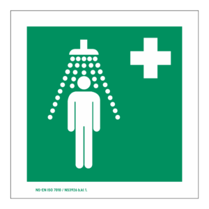 Rømningsskilt: Nøddusj