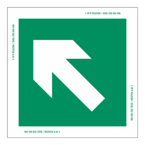 Rømningsskilt: Pil diagonal