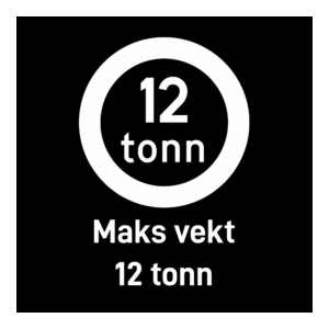 Privatrettslig skilt: "Maks vekt 12t" m/tekst