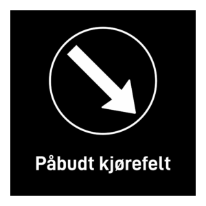 Privatrettslig skilt: "Påbudt kjørefelt" m/tekst