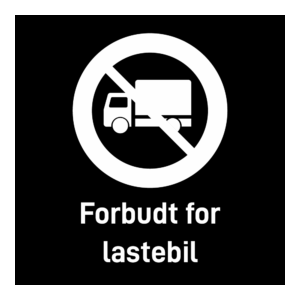 Privatrettslig skilt: "Forbudt for lastebil" m/tekst