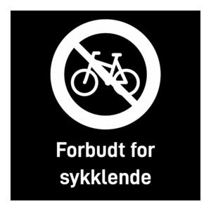 Privatrettslig skilt: "Forbudt for syklende" m/tekst