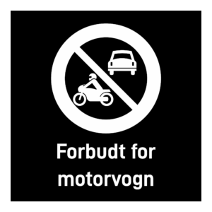 Privatrettslig skilt: "Forbudt for motorvogn" m/tekst