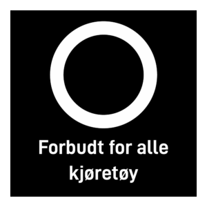 Privatrettslig skilt: "Forbudt for alle kjøretøy" m/tekst