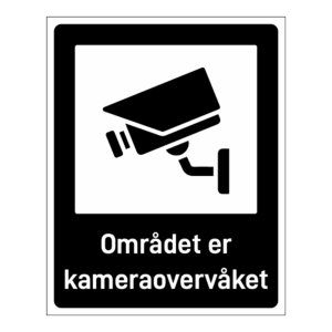 Privatrettslig skilt: "Området er kameraovervåket" m/tekst