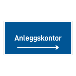 Anleggsområde skilt: "Anleggskontor" m/pil høyre