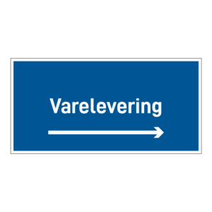 Anleggsområde skilt: "Varelevering" m/pil høyre