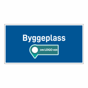 Anleggsområde skilt: "Byggeplass". Med logo