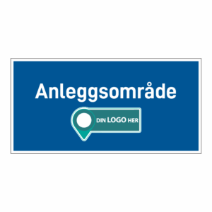Anleggsområde skilt: "Anleggsområde". Med logo