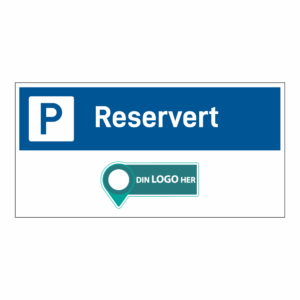 Skilt: "Reservert". Med logo