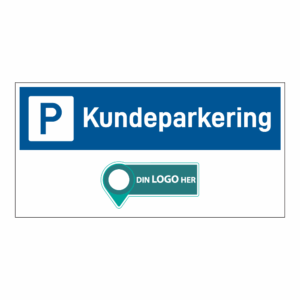 Skilt: "Kundeparkering". Med logo