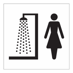 Informasjonsskilt: Dusj dame