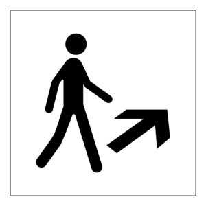 Informasjon klistremerke: Utgang retning